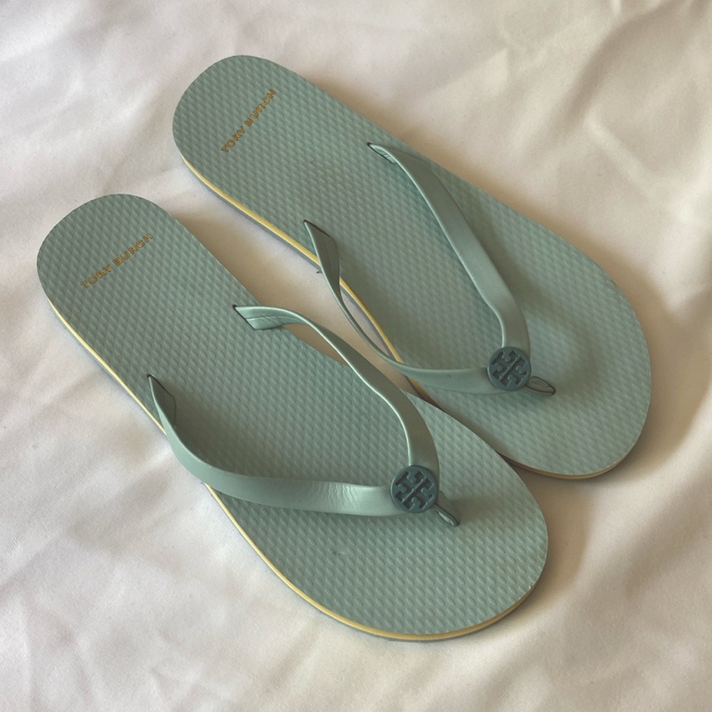 Tory Burch Blue/yellow/white Fit Flops Women’s Size 8